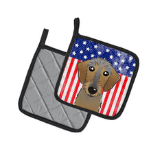Load image into Gallery viewer, American Flag and Wirehaired Dachshund Pot Holders - Set of 2 - Heat-Resistant Kitchen Essentials BB2163PTHD