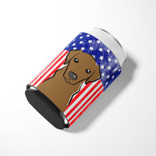 Load image into Gallery viewer, American Flag and Chocolate Labrador Can or Bottle Hugger BB2164CC