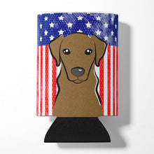 Load image into Gallery viewer, American Flag and Chocolate Labrador Can or Bottle Hugger BB2164CC