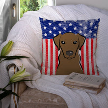 Load image into Gallery viewer, American Flag and Chocolate Labrador Throw Pillow - 14x14 Decorative Pillow – Art for Your Home &amp; Patio BB2164PW1414