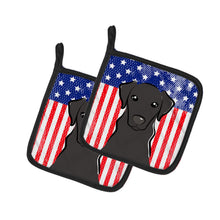 Load image into Gallery viewer, American Flag and Black Labrador Pot Holders - Set of 2 - Heat-Resistant Kitchen Essentials BB2165PTHD