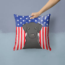 Load image into Gallery viewer, American Flag and Black Labrador Throw Pillow - 14x14 Decorative Pillow – Art for Your Home &amp; Patio BB2165PW1414