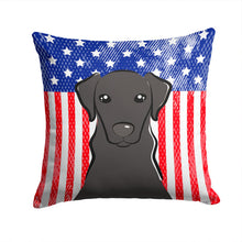 Load image into Gallery viewer, American Flag and Black Labrador Throw Pillow - 14x14 Decorative Pillow – Art for Your Home &amp; Patio BB2165PW1414