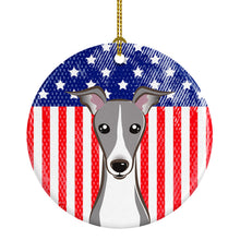 Load image into Gallery viewer, American Flag and Italian Greyhound Ceramic Ornament BB2166CO1