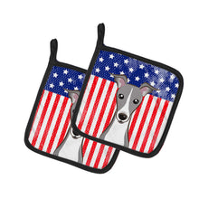 Load image into Gallery viewer, American Flag and Italian Greyhound Pot Holders - Set of 2 - Heat-Resistant Kitchen Essentials BB2166PTHD