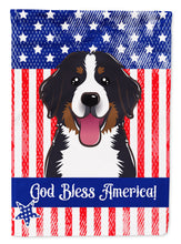 Load image into Gallery viewer, God Bless American Flag with Bernese Mountain Dog Garden Flag – Decorative Outdoor Yard Flag BB2167GF
