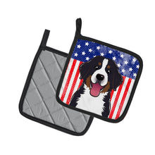 Load image into Gallery viewer, American Flag and Bernese Mountain Dog Pot Holders - Set of 2 - Heat-Resistant Kitchen Essentials BB2167PTHD