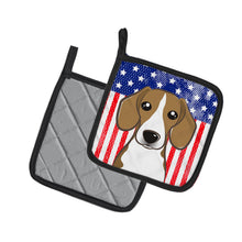 Load image into Gallery viewer, American Flag and Beagle Pot Holders - Set of 2 - Heat-Resistant Kitchen Essentials BB2169PTHD