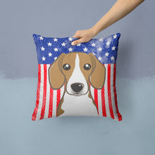 Load image into Gallery viewer, American Flag and Beagle Throw Pillow - 14x14 Decorative Pillow – Art for Your Home &amp; Patio BB2169PW1414