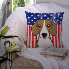 Load image into Gallery viewer, American Flag and Beagle Throw Pillow - 14x14 Decorative Pillow – Art for Your Home &amp; Patio BB2169PW1414