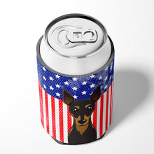 Load image into Gallery viewer, American Flag and Min Pin Can or Bottle Hugger BB2170CC