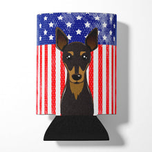 Load image into Gallery viewer, American Flag and Min Pin Can or Bottle Hugger BB2170CC