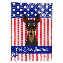 Load image into Gallery viewer, God Bless American Flag with Min Pin Flag Canvas House Size BB2170CHF