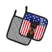 Load image into Gallery viewer, American Flag and Min Pin Pot Holders - Set of 2 - Heat-Resistant Kitchen Essentials BB2170PTHD