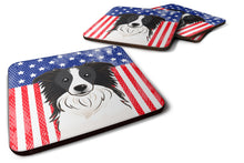 Load image into Gallery viewer, American Flag and Border Collie Foam Coaster