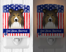 Load image into Gallery viewer, American Flag and Sheltie Ceramic Night Light BB2172CNL