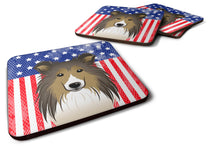 Load image into Gallery viewer, American Flag and Sheltie Foam Coaster