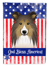 Load image into Gallery viewer, God Bless American Flag with Sheltie Garden Flag – Decorative Outdoor Yard Flag BB2172GF