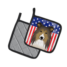 Load image into Gallery viewer, American Flag and Sheltie Pot Holders - Set of 2 - Heat-Resistant Kitchen Essentials BB2172PTHD