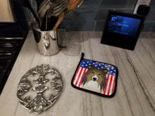 Load image into Gallery viewer, American Flag and Sheltie Pot Holders - Set of 2 - Heat-Resistant Kitchen Essentials BB2172PTHD