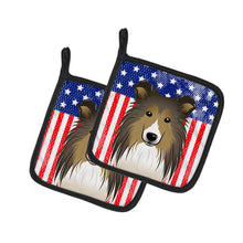 Load image into Gallery viewer, American Flag and Sheltie Pot Holders - Set of 2 - Heat-Resistant Kitchen Essentials BB2172PTHD
