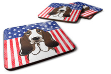 Load image into Gallery viewer, American Flag and Basset Hound Foam Coaster