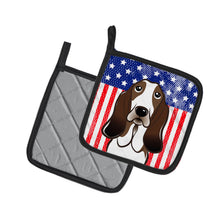 Load image into Gallery viewer, American Flag and Basset Hound Pot Holders - Set of 2 - Heat-Resistant Kitchen Essentials BB2173PTHD