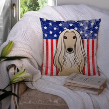 Load image into Gallery viewer, American Flag and Afghan Hound Throw Pillow - 14x14 Decorative Pillow – Art for Your Home &amp; Patio BB2174PW1414