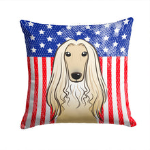 Load image into Gallery viewer, American Flag and Afghan Hound Throw Pillow - 14x14 Decorative Pillow – Art for Your Home &amp; Patio BB2174PW1414