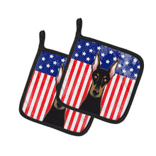 Load image into Gallery viewer, American Flag and Doberman Pot Holders - Set of 2 - Heat-Resistant Kitchen Essentials BB2175PTHD