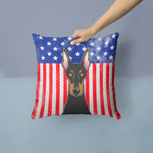 Load image into Gallery viewer, American Flag and Doberman Throw Pillow - 14x14 Decorative Pillow – Art for Your Home &amp; Patio BB2175PW1414