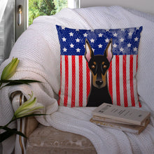 Load image into Gallery viewer, American Flag and Doberman Throw Pillow - 14x14 Decorative Pillow – Art for Your Home &amp; Patio BB2175PW1414
