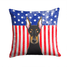 Load image into Gallery viewer, American Flag and Doberman Throw Pillow - 14x14 Decorative Pillow – Art for Your Home &amp; Patio BB2175PW1414