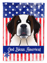 Load image into Gallery viewer, God Bless American Flag with Saint Bernard Garden Flag – Decorative Outdoor Yard Flag BB2176GF