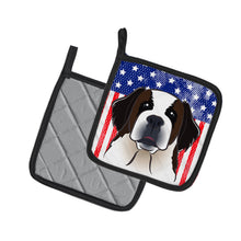 Load image into Gallery viewer, American Flag and Saint Bernard Pot Holders - Set of 2 - Heat-Resistant Kitchen Essentials BB2176PTHD