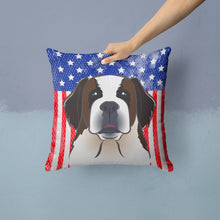 Load image into Gallery viewer, American Flag and Saint Bernard Throw Pillow - 14x14 Decorative Pillow – Art for Your Home &amp; Patio BB2176PW1414