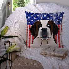 Load image into Gallery viewer, American Flag and Saint Bernard Throw Pillow - 14x14 Decorative Pillow – Art for Your Home &amp; Patio BB2176PW1414