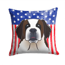 Load image into Gallery viewer, American Flag and Saint Bernard Throw Pillow - 14x14 Decorative Pillow – Art for Your Home &amp; Patio BB2176PW1414