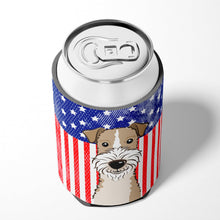 Load image into Gallery viewer, American Flag and Wire Haired Fox Terrier Can or Bottle Hugger BB2177CC
