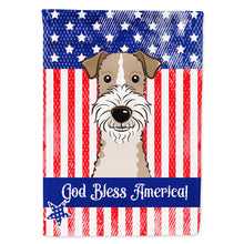 Load image into Gallery viewer, God Bless American Flag with Wire Haired Fox Terrier Flag Canvas House Size BB2177CHF