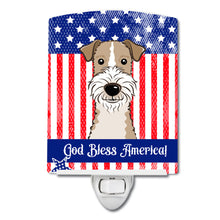 Load image into Gallery viewer, American Flag and Wire Haired Fox Terrier Ceramic Night Light BB2177CNL