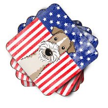Load image into Gallery viewer, American Flag and Wire Haired Fox Terrier Foam Coaster