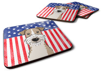 Load image into Gallery viewer, American Flag and Wire Haired Fox Terrier Foam Coaster