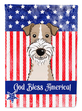 Load image into Gallery viewer, God Bless American Flag with Wire Haired Fox Terrier Garden Flag – Decorative Outdoor Yard Flag BB2177GF