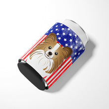 Load image into Gallery viewer, American Flag and Papillon Can or Bottle Hugger BB2178CC