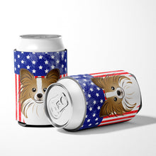 Load image into Gallery viewer, American Flag and Papillon Can or Bottle Hugger BB2178CC