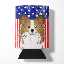 Load image into Gallery viewer, American Flag and Papillon Can or Bottle Hugger BB2178CC