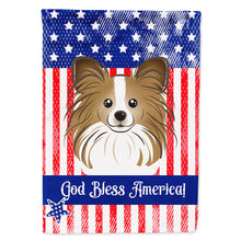 Load image into Gallery viewer, God Bless American Flag with Papillon Flag Canvas House Size BB2178CHF