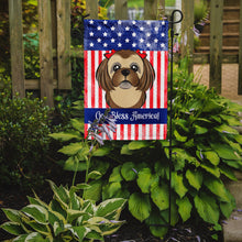 Load image into Gallery viewer, God Bless American Flag with Chocolate Brown Shih Tzu Garden Flag – Decorative Outdoor Yard Flag BB2179GF