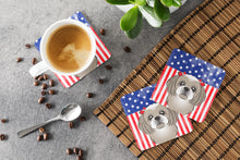 Load image into Gallery viewer, American Flag and Gray Silver Shih Tzu Foam Coaster